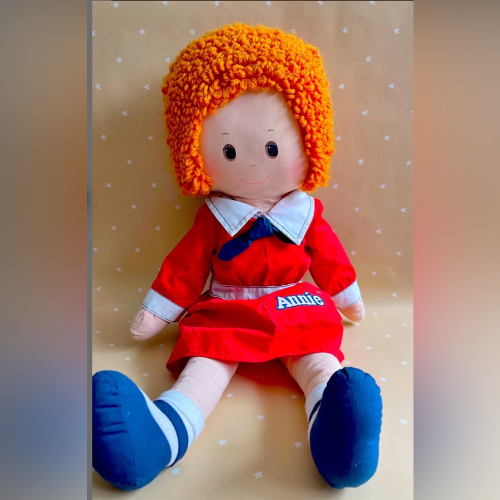 Vintage Little Orphan Annie Plush Rag Doll 1980s Cloth Ganz Bros Huge Doll